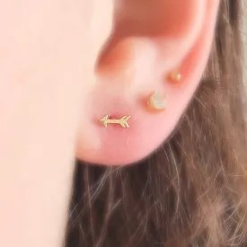 Super Tiny 14 Karat Gold Arrow Studs