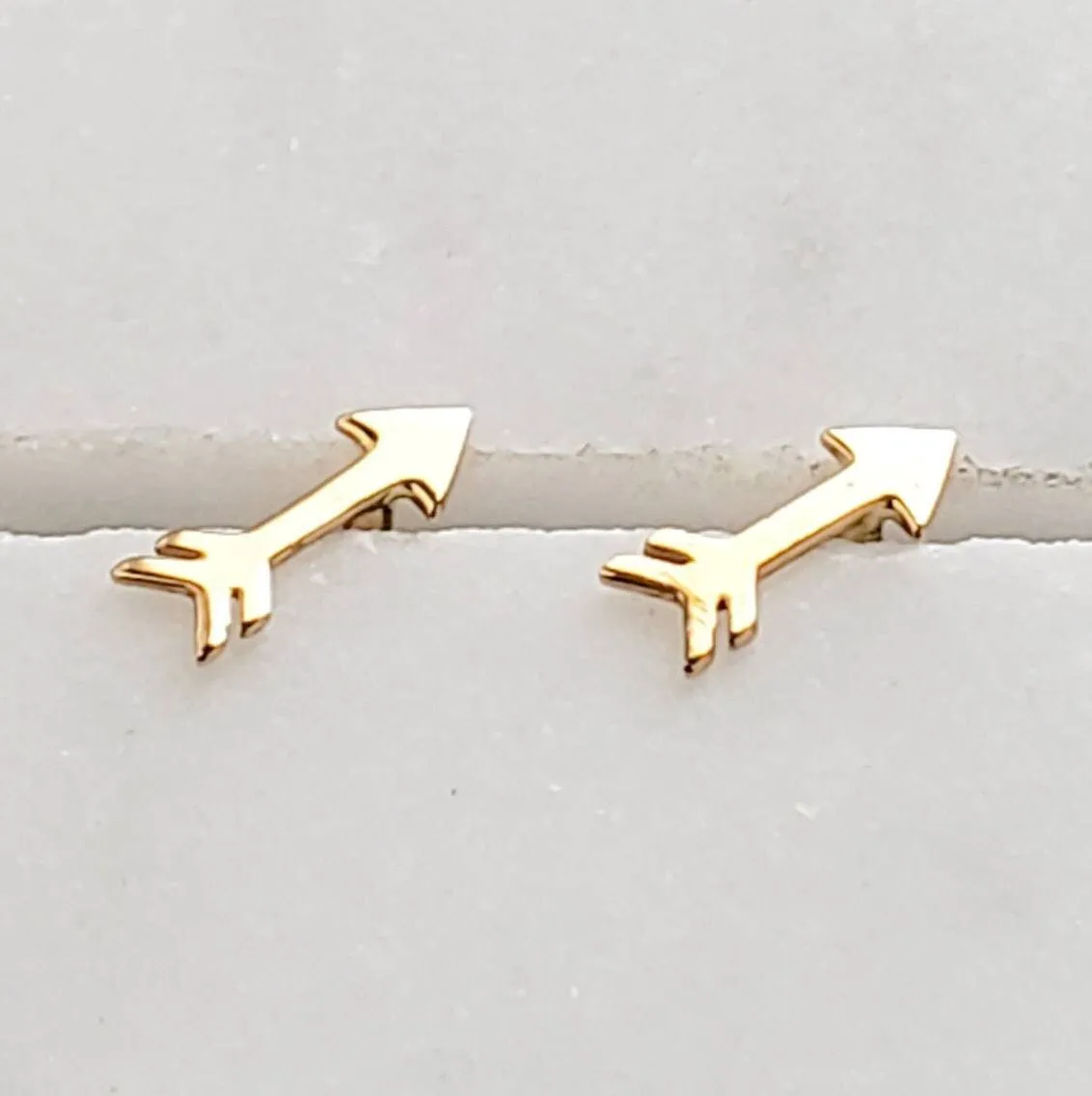 Super Tiny 14 Karat Gold Arrow Studs