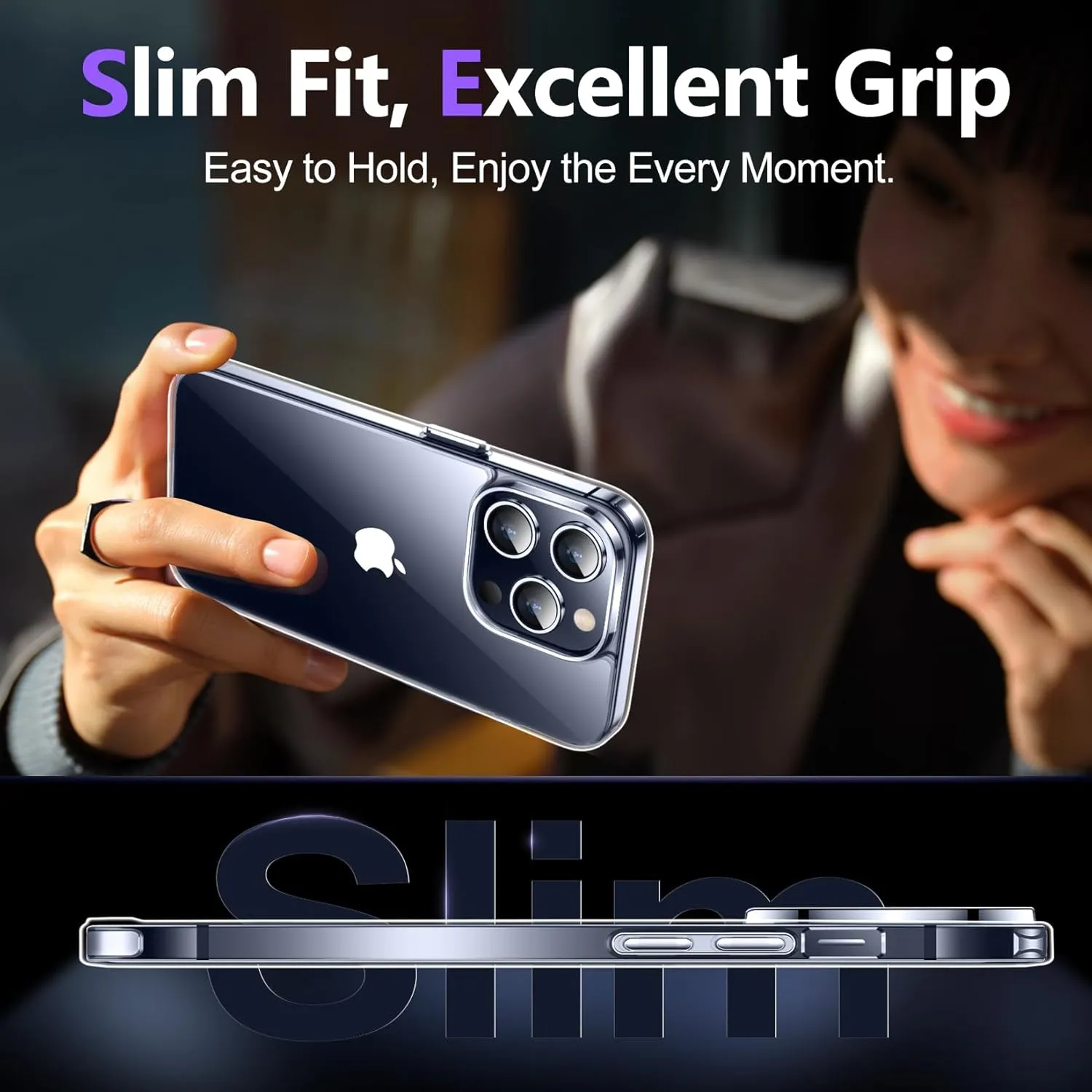 Temdan Designed for iPhone 15 Pro Max Case Clear, [Crystal Clear][Non-Yellowing][Military-Grade Drop Protection] Slim Shockproof Protective Cover Phone Case for iPhone 15 Pro Max 6.7 "