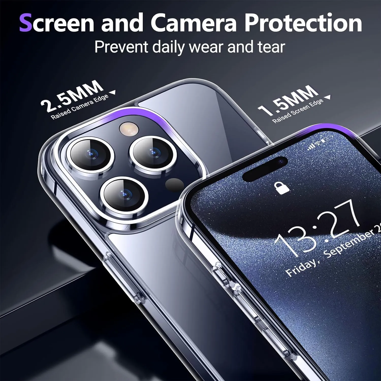 Temdan Designed for iPhone 15 Pro Max Case Clear, [Crystal Clear][Non-Yellowing][Military-Grade Drop Protection] Slim Shockproof Protective Cover Phone Case for iPhone 15 Pro Max 6.7 "