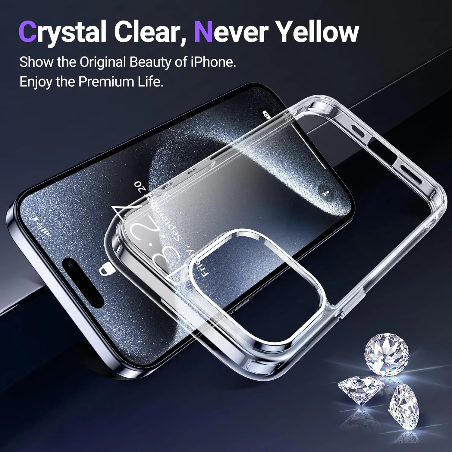 Temdan Designed for iPhone 15 Pro Max Case Clear, [Crystal Clear][Non-Yellowing][Military-Grade Drop Protection] Slim Shockproof Protective Cover Phone Case for iPhone 15 Pro Max 6.7 "
