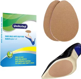 Unikstep 5 Pairs Shoe Sole Anti Slip Grips, Non Skid Self Adhesive Rubber Pads, Shoe Bottom and Heel Noise Reduction Stickers and Protectors (Khaki)