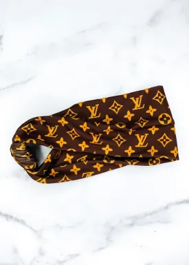 Upcycled Brown LV Top Knot Headband