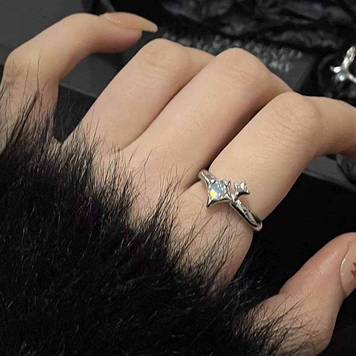 Vintage Adjustable Star Open Ring