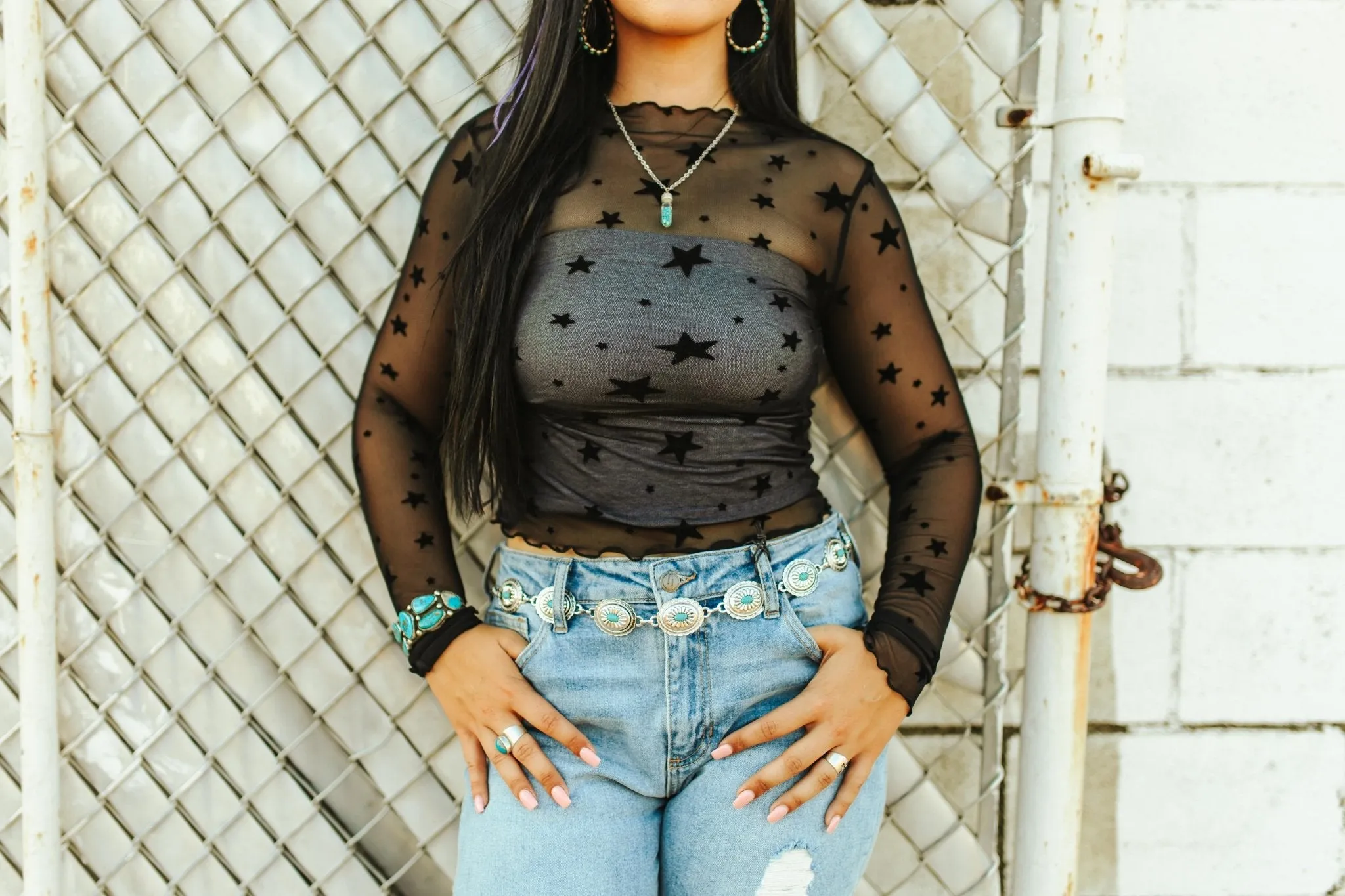 Western Turquoise Concho Chain Belt