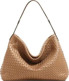 Women Boston Bag Woven Tote Vegan Leather Handbags Female Satchel Messenger Bag Fashion Shoulder Crossbody Bag Casual Hobo