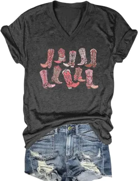 Women V Neck Sunflower Graphic Shirt Cute Dandelion Teen Girls Tee Tops Short Sleeve Cowgirls Casual T Shirts
