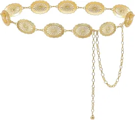 Women's Concho Chain Belt Western Cowgirl Metal Waist Chain Belt for Dress
