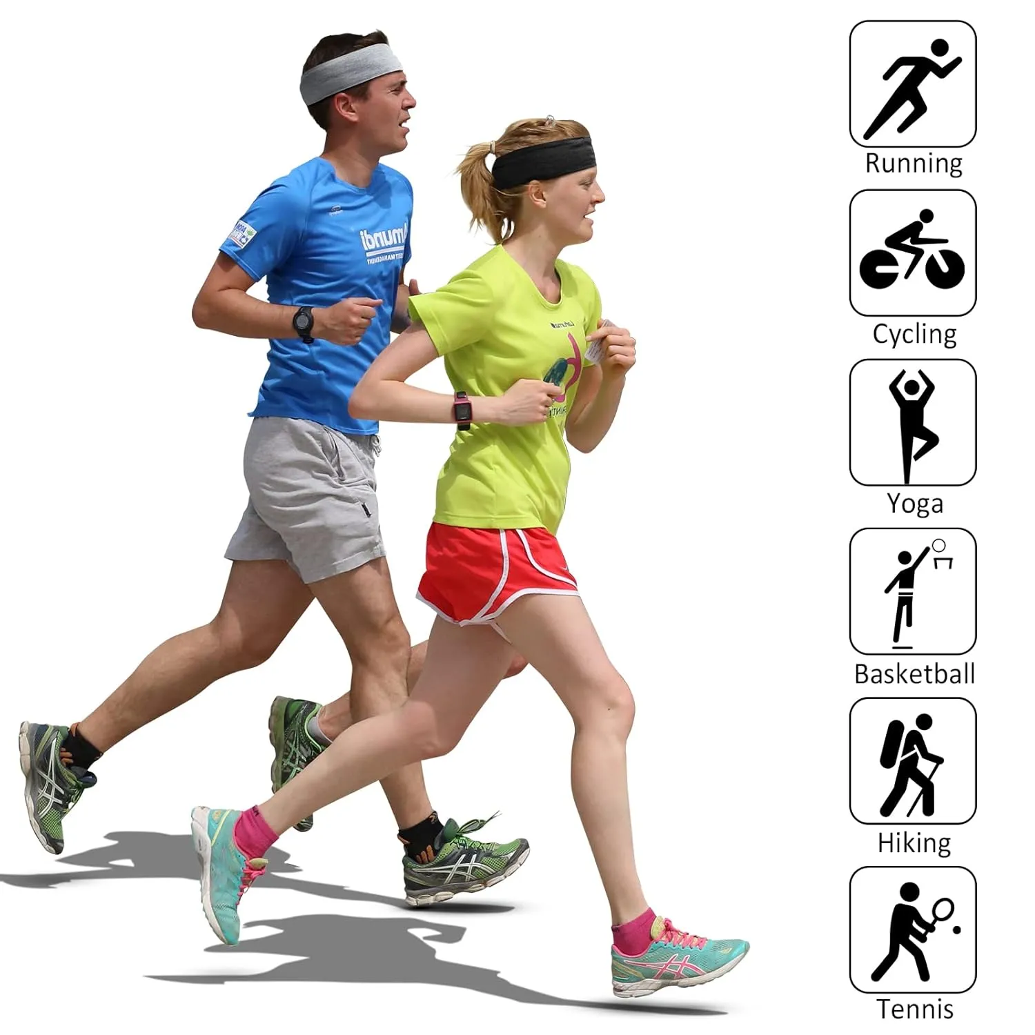 Women's Thick Stretchy Sweat Headbands in White and Black for Yoga, Workout, and Everyday Wear - Non-Slip Hair Accessories with Basic Fashion Style