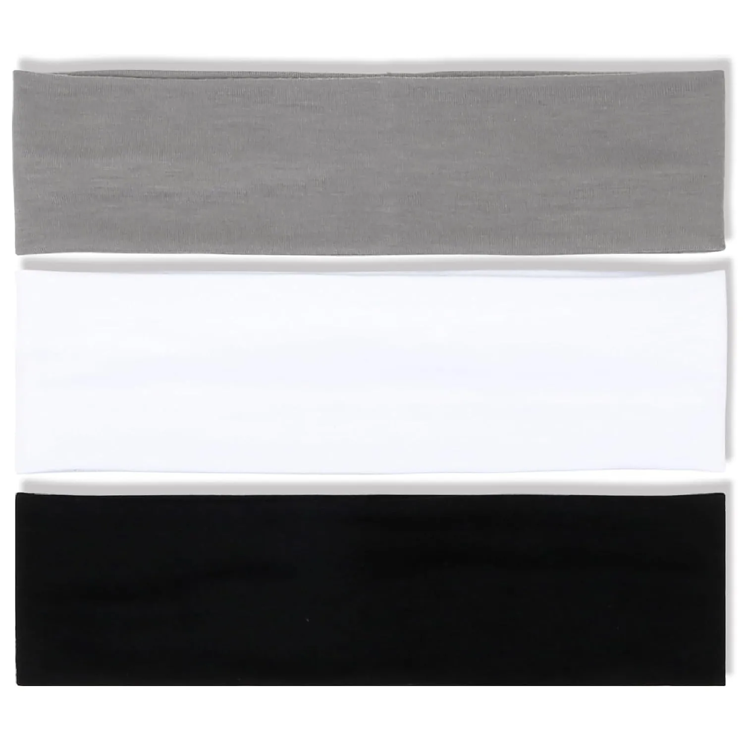Women's Thick Stretchy Sweat Headbands in White and Black for Yoga, Workout, and Everyday Wear - Non-Slip Hair Accessories with Basic Fashion Style