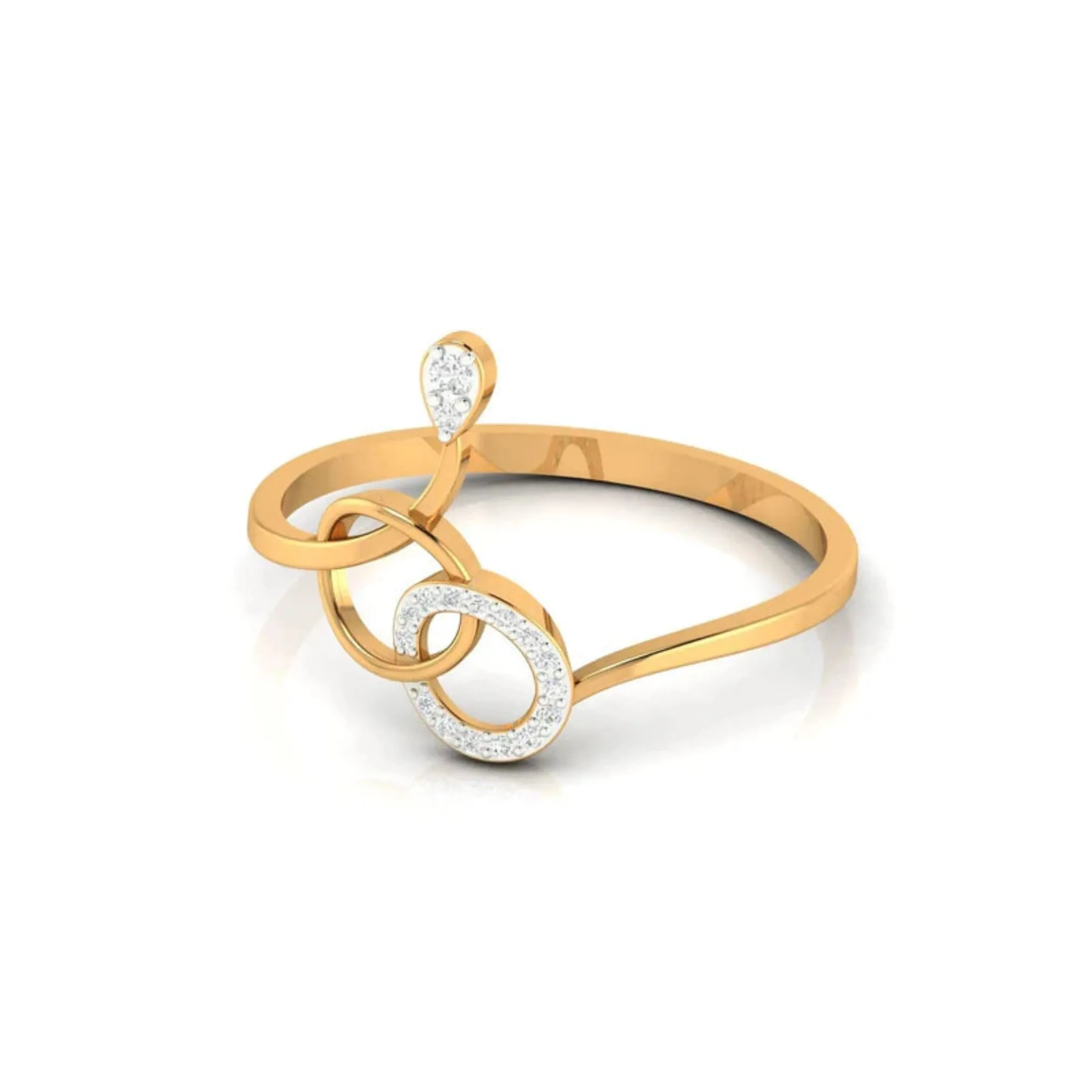 Yellow Gold Adjustable Silver Asymmetric Loops Abstract Shape Ring For Woman