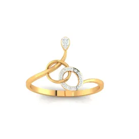Yellow Gold Adjustable Silver Asymmetric Loops Abstract Shape Ring For Woman