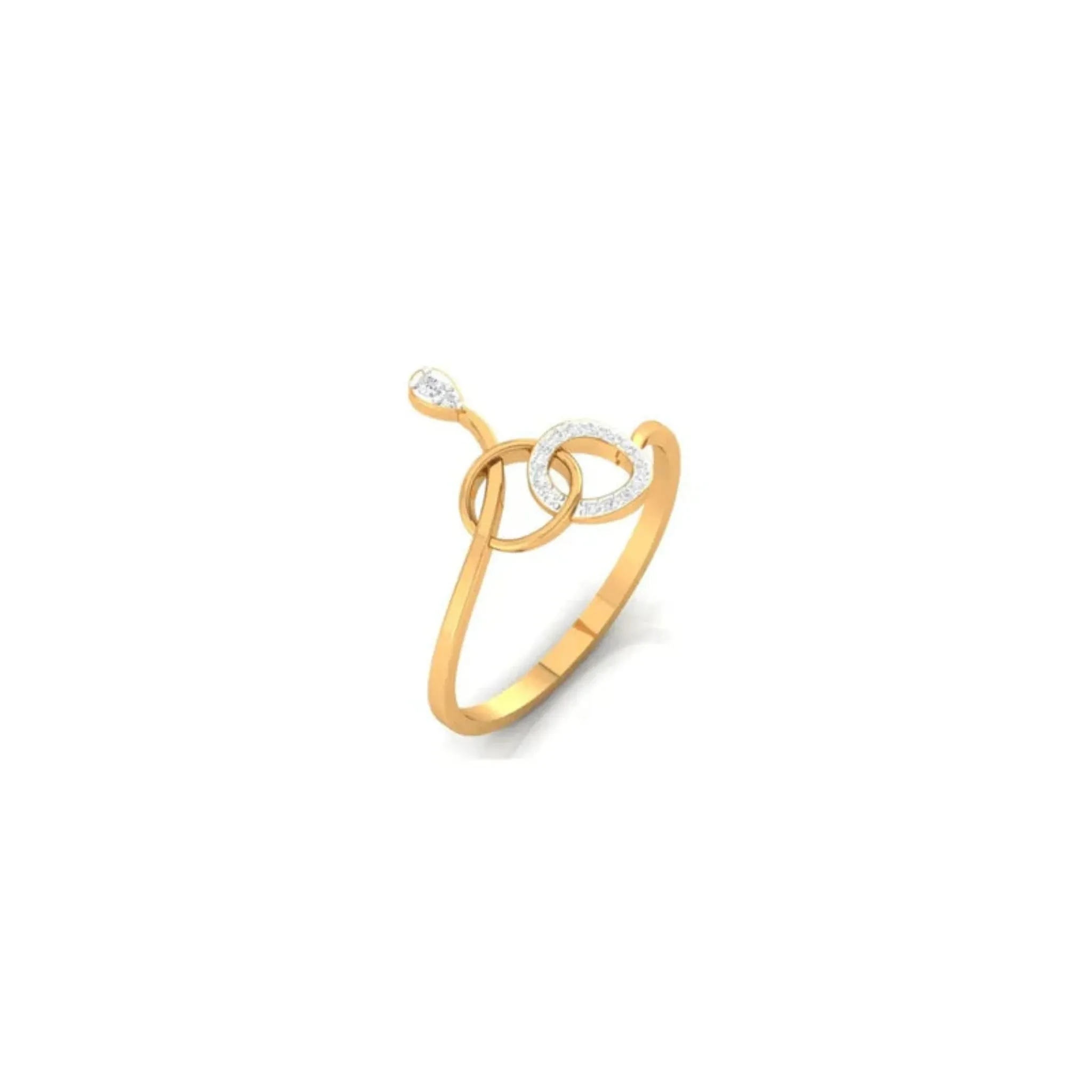 Yellow Gold Adjustable Silver Asymmetric Loops Abstract Shape Ring For Woman